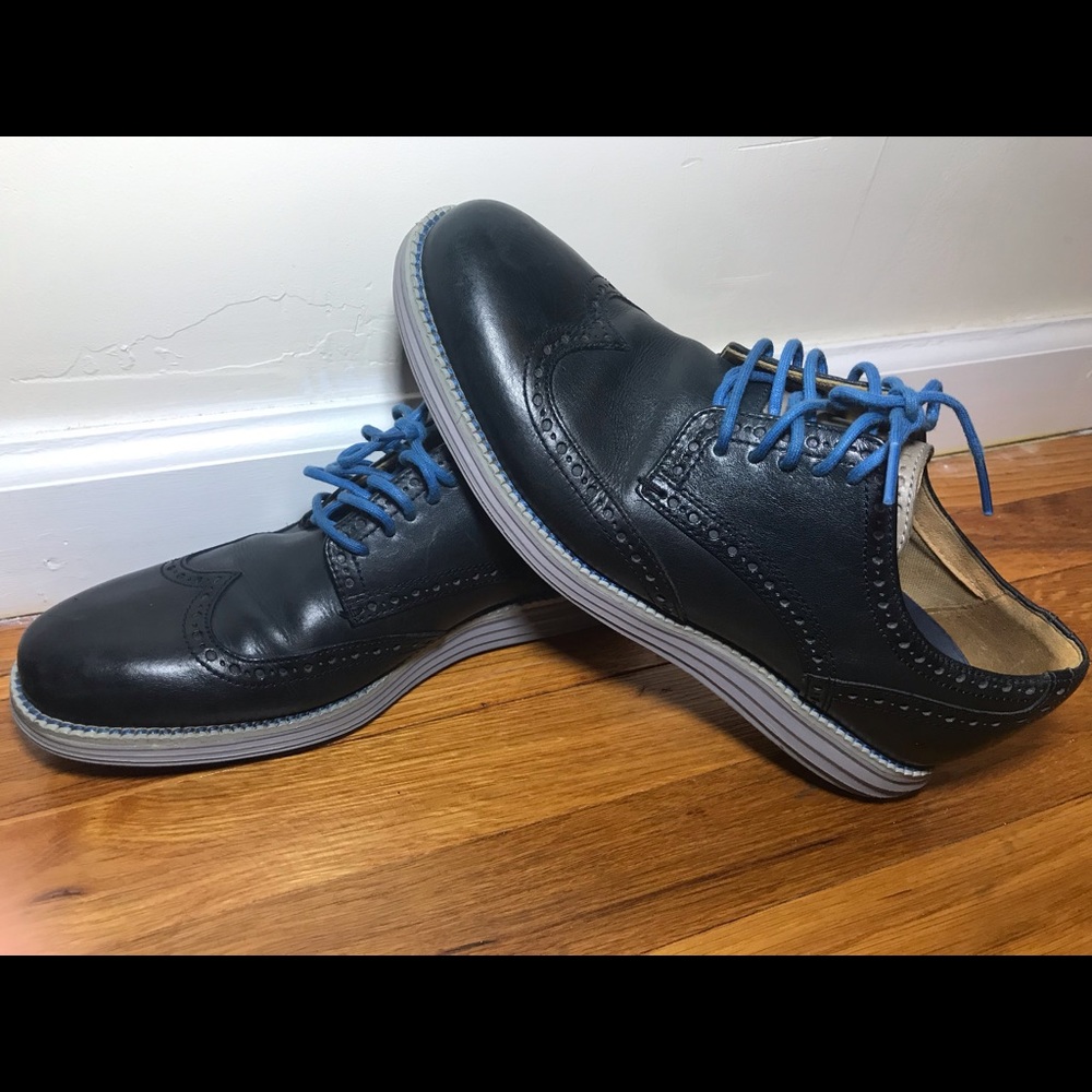 Cole Haan Lunargrand Blue Leather Sneaker Shoes